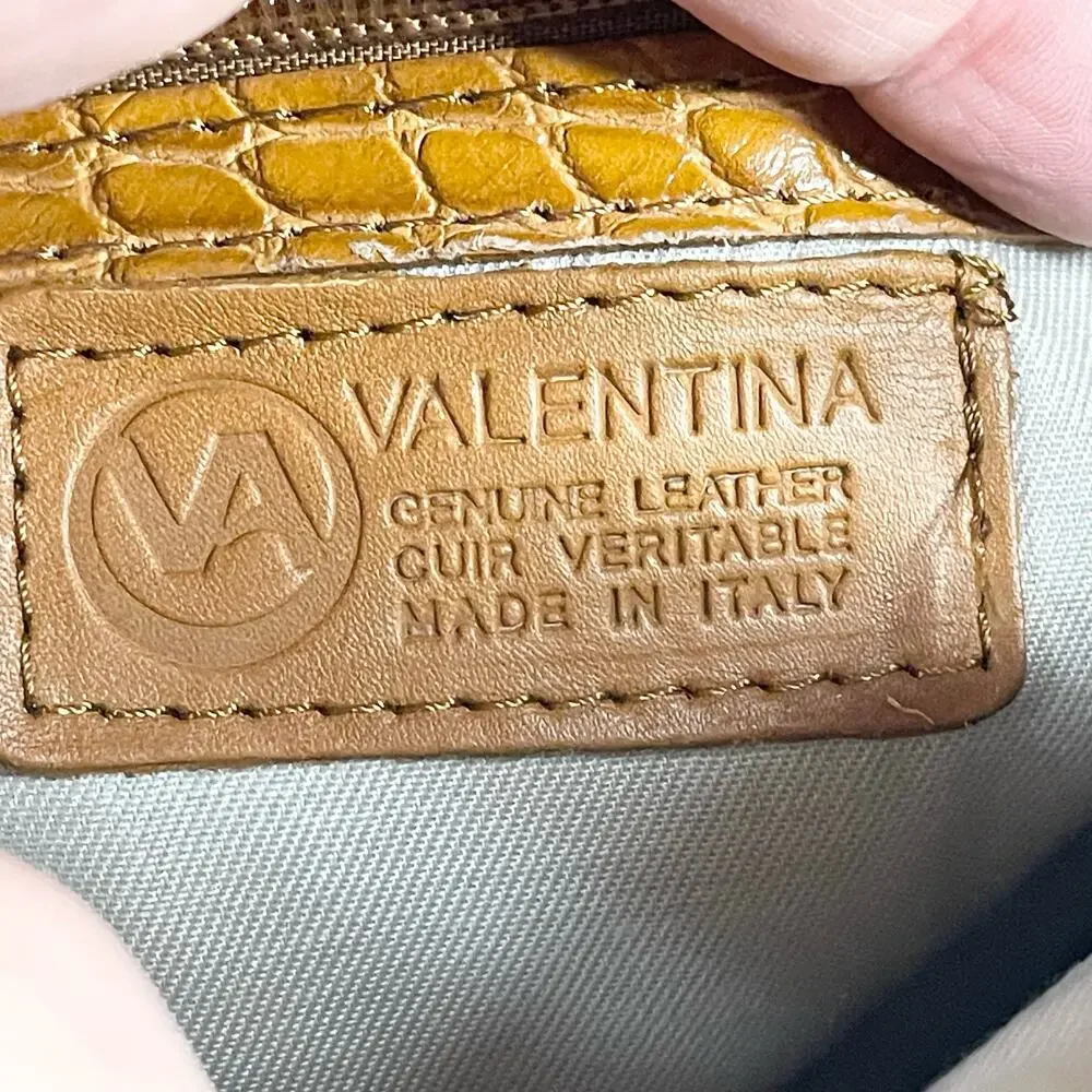 Valentina Today Is Your Best Day Italian Leather Crocodile Print Crossbody Bag - Picture 6 of 10